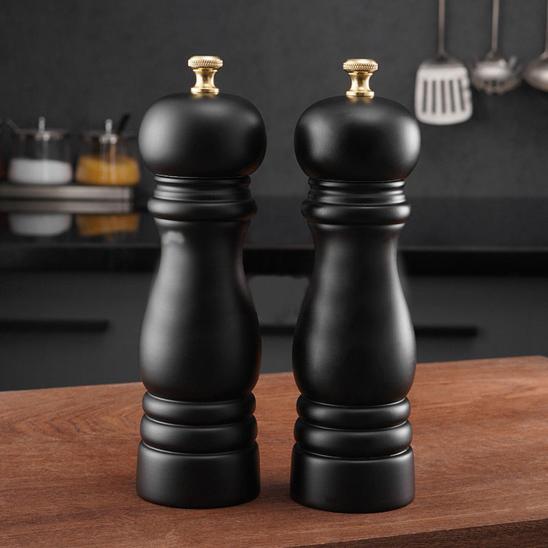 Custom Size Logo Rubber Wood Home Kitchen Gadgets Salt Pepper Mill Grinder Wooden Hand Crank Pepper Grinder