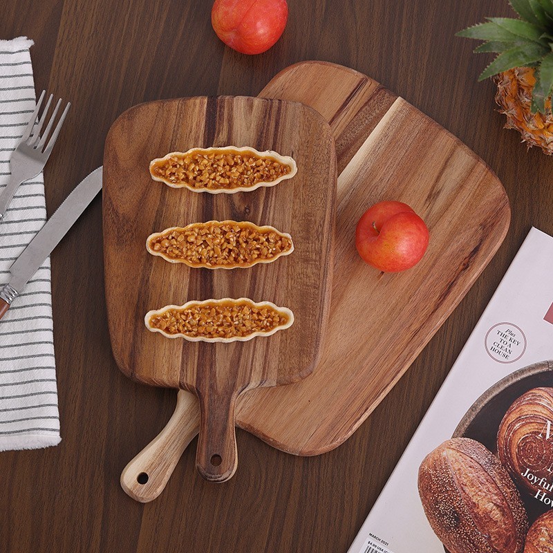 Custom Logo Kitchen Wooden Chopping Boards Bamboo Acacia Wood Black Walnut Acacia Wood Paddle Cutting Board with Handle