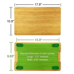 Wood Storage Bamboo Cutting Board for Toaster Smart Oven with Heat Resistant Silicone Feet