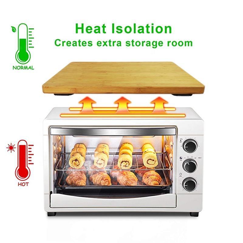 Wood Storage Bamboo Cutting Board for Toaster Smart Oven with Heat Resistant Silicone Feet