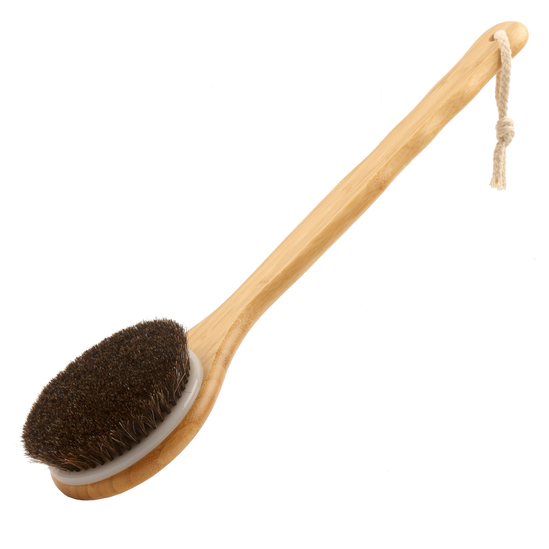 Bamboo Bath Dry Body Brush Natural Bristles Back Scrubber With Long Handle