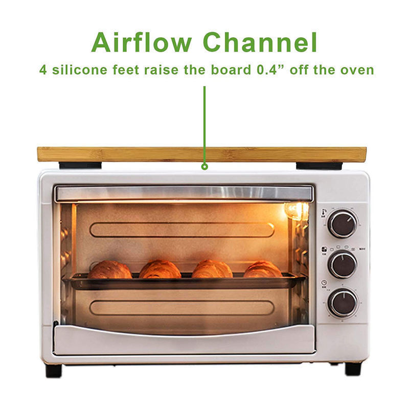 Wood Storage Bamboo Cutting Board for Toaster Smart Oven with Heat Resistant Silicone Feet