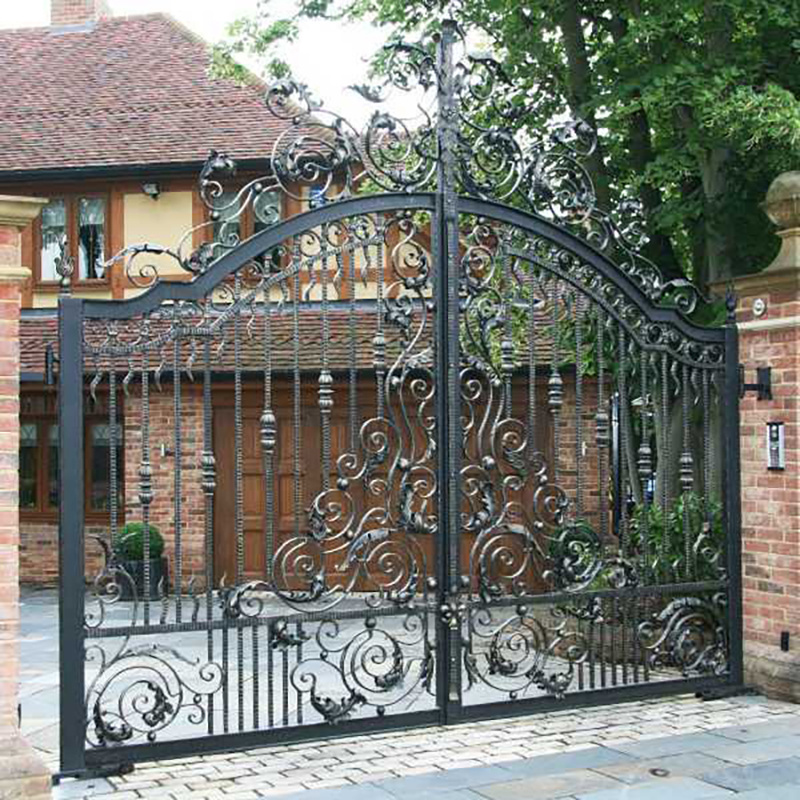 Black Double Swing Gate Ornamental Fence Double Swing Wrought Iron Gates Front Door Security Gate