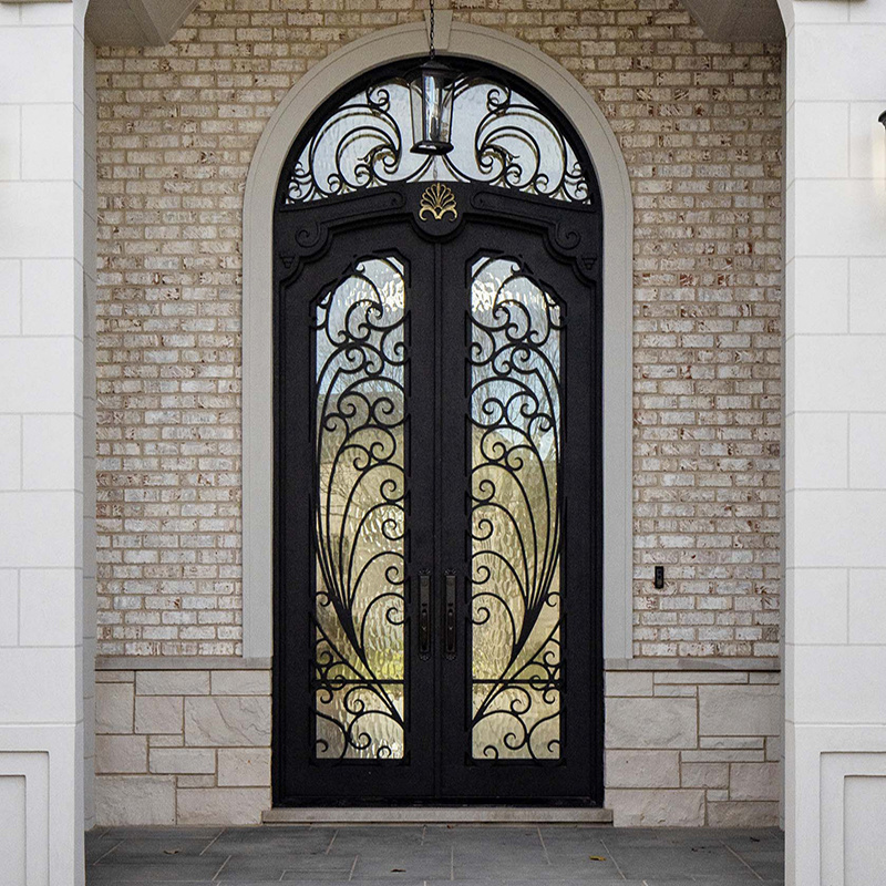 Skyland Exterior Steel French Iron Doors Main Entrance Entry Front Wrought Iron Doors