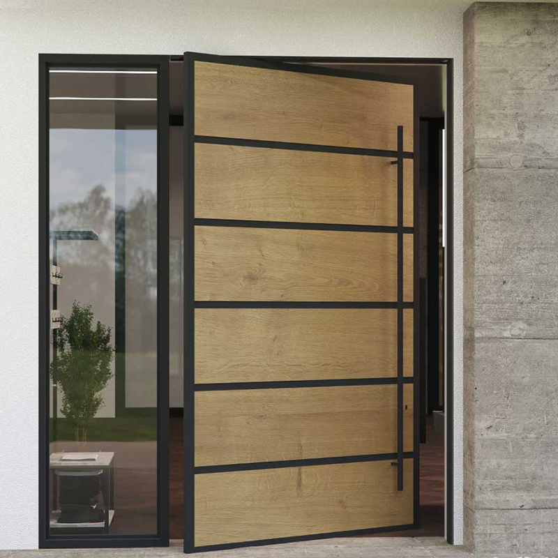 Modern Villa Front Main Entrance Door Modern Entry Door Entrance Oak Veneer Wooden Entry Pivot Door