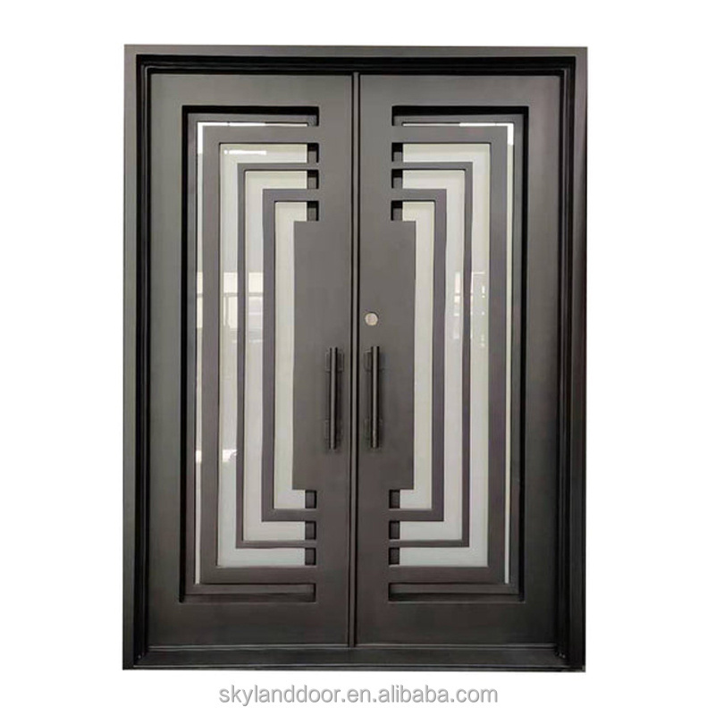 Syland Modern Iron Door Designs Double Front Doors For Entry Security Main Entry Wrought Iron Door