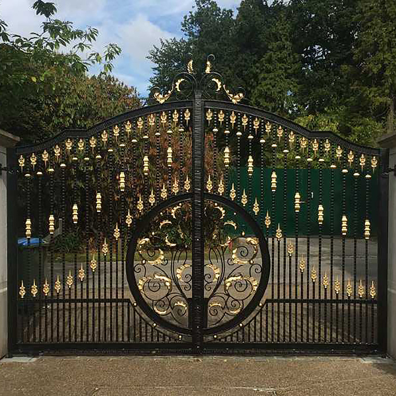 Black Double Swing Gate Ornamental Fence Double Swing Wrought Iron Gates Front Door Security Gate