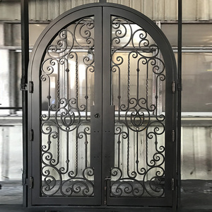 Skyland Exterior Steel French Iron Doors Main Entrance Entry Front Wrought Iron Doors