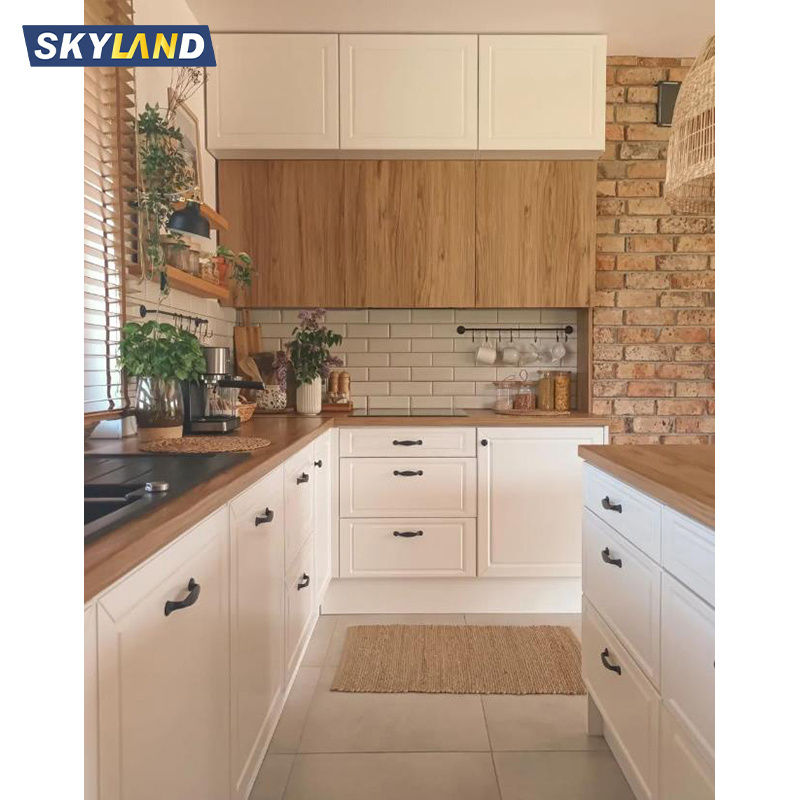 Skyland White Shaker Kitchen Cabinets Modern Mobile Home Furniture Modular Solid Wood Kitchen Cabinets