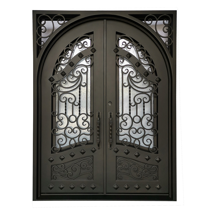 Skyland Exterior Steel French Iron Doors Main Entrance Entry Front Wrought Iron Doors