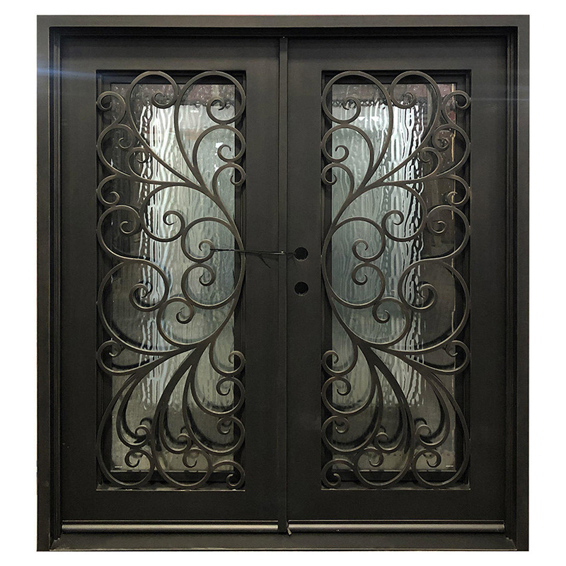 Modern Main Entre House Security Wrought Iron door Patio Double Front Wrought Iron Doors