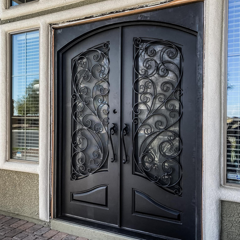 Syland Modern Iron Door Designs Double Front Doors For Entry Security Main Entry Wrought Iron Door