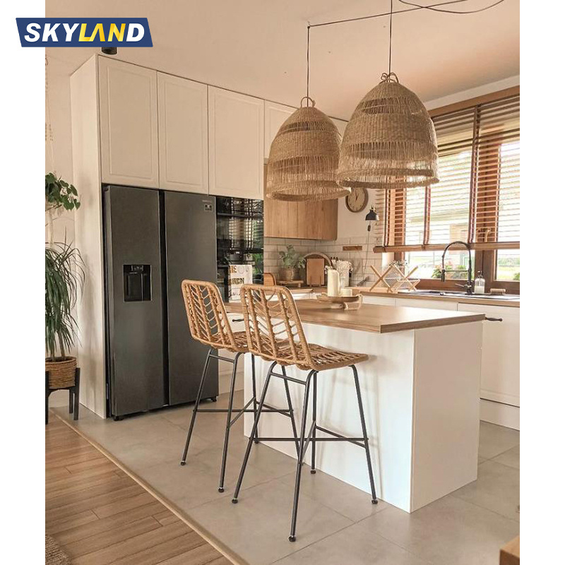 Skyland White Shaker Kitchen Cabinets Modern Mobile Home Furniture Modular Solid Wood Kitchen Cabinets