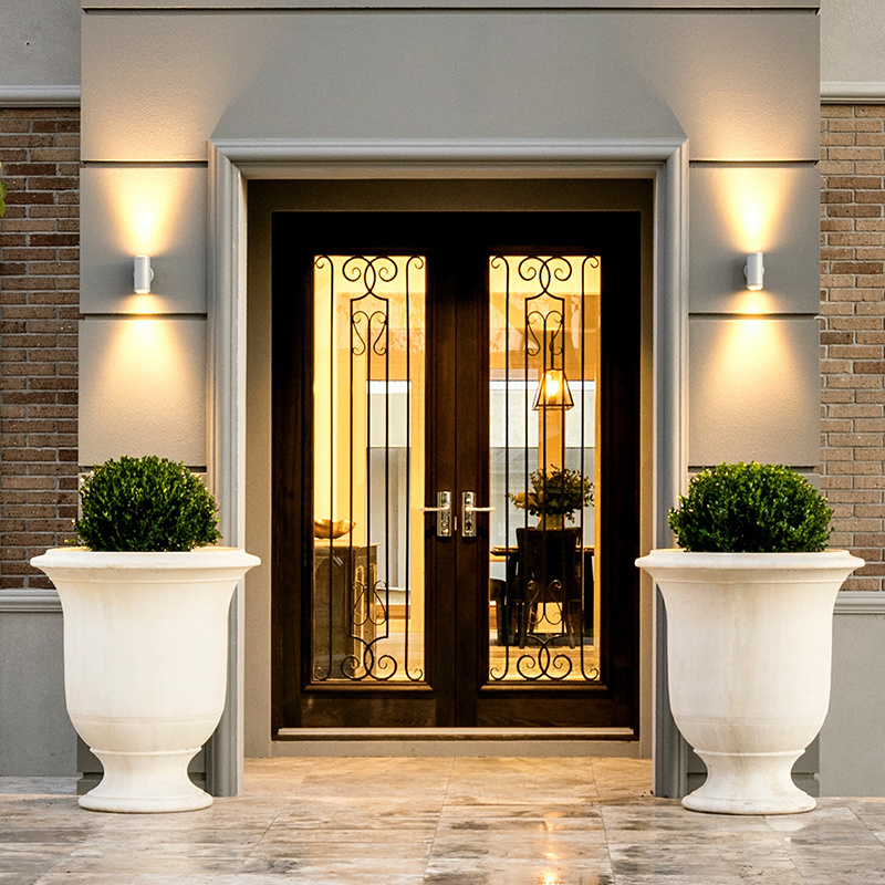 Modern Main Entre House Security Wrought Iron door Patio Double Front Wrought Iron Doors