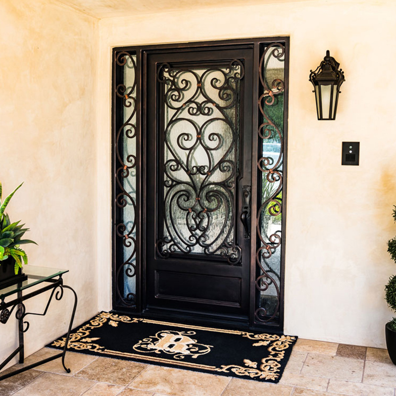 Modern Main Entre House Security Wrought Iron door Patio Double Front Wrought Iron Doors