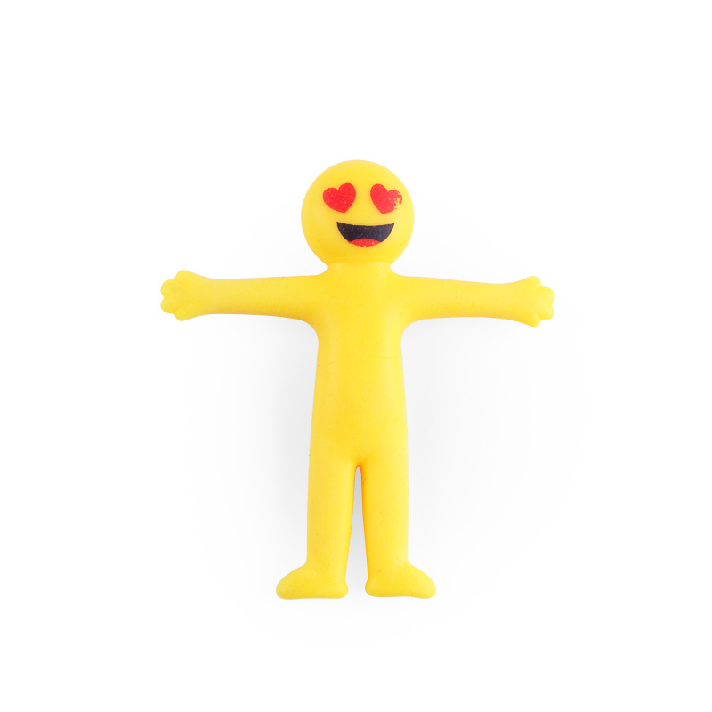 Funny Yellow Expression Stress Relief Stretchy Toy Smiley Stretchable Bouncy Fidget Stretchy Men Toys For Kids