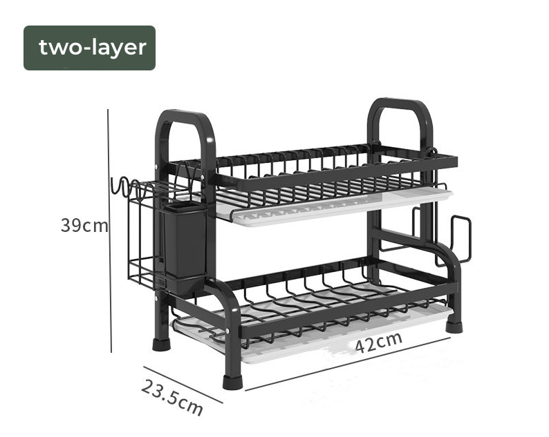 Hot Sale 2-tier Standing Rack  Metal Dish Drying Rack Tableware Storage Shelf  Storage Holders Plate Shelf