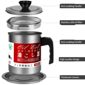 Manufacture High Quality  Kitchen Oil Filter Pot 1.4L 1.7L Stainless Steel Kitchen Oil Storage Bottle