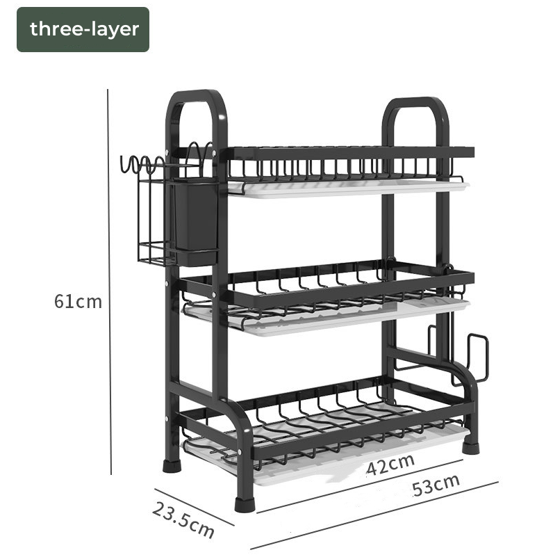 Hot Sale 2-tier Standing Rack  Metal Dish Drying Rack Tableware Storage Shelf  Storage Holders Plate Shelf