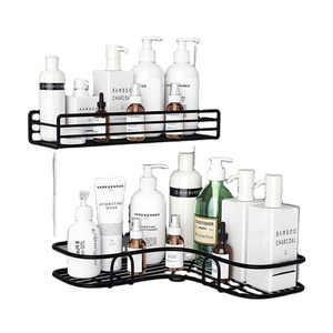 2023 Bathroom Shelf Shower Wall Mount Shampoo Storage Holder With Suction No Drilling Kitchen Storage