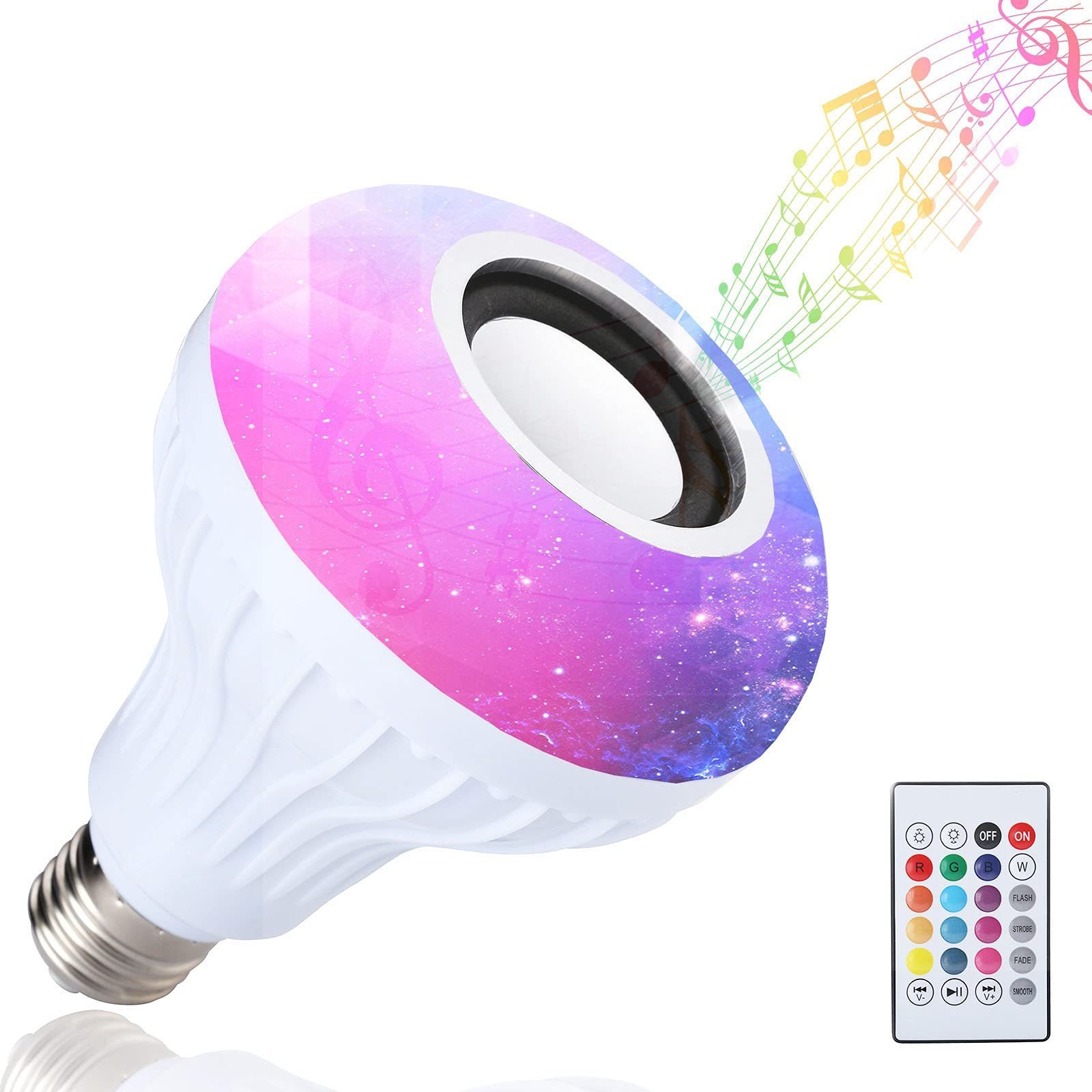 LED RGB Bulb Light Smart Blue tooth Music Speaker Changing Color Lamp Shower Head with Remote for Living Room Bathroom