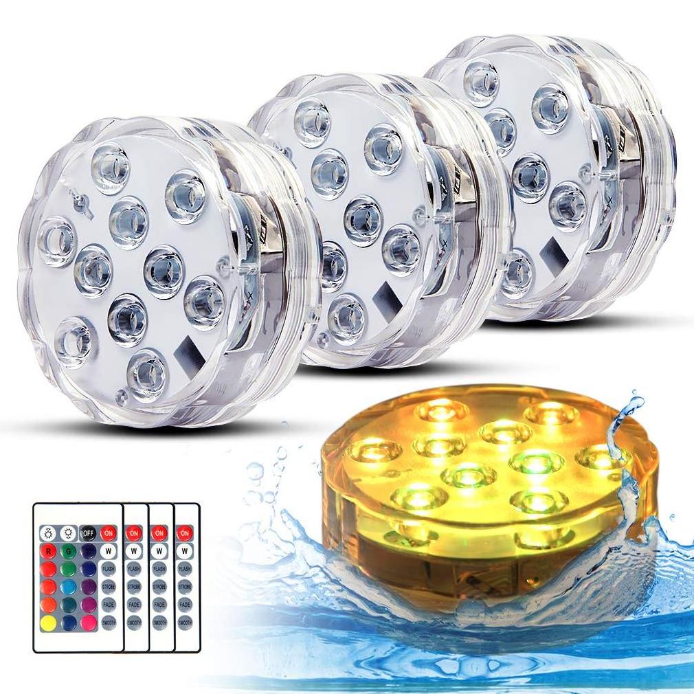 Underwater Submersible LED Lights for Bath tub Waterproof Battery Operated Remote Control Wireless LED Lights for Hot Tub,Pond,