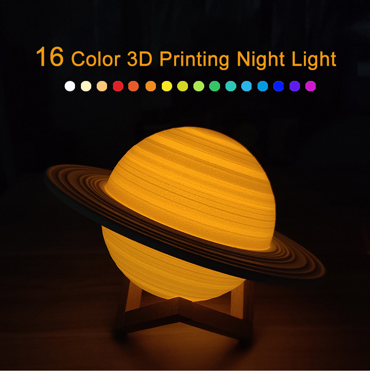 USB Rechargeable Saturn Plane Light Colorful Dimmable lampara de luna Remote Control Floating Levitating RGB LED 3D Moon Lamp