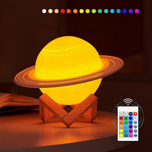 USB Rechargeable Saturn Plane Light Colorful Dimmable lampara de luna Remote Control Floating Levitating RGB LED 3D Moon Lamp