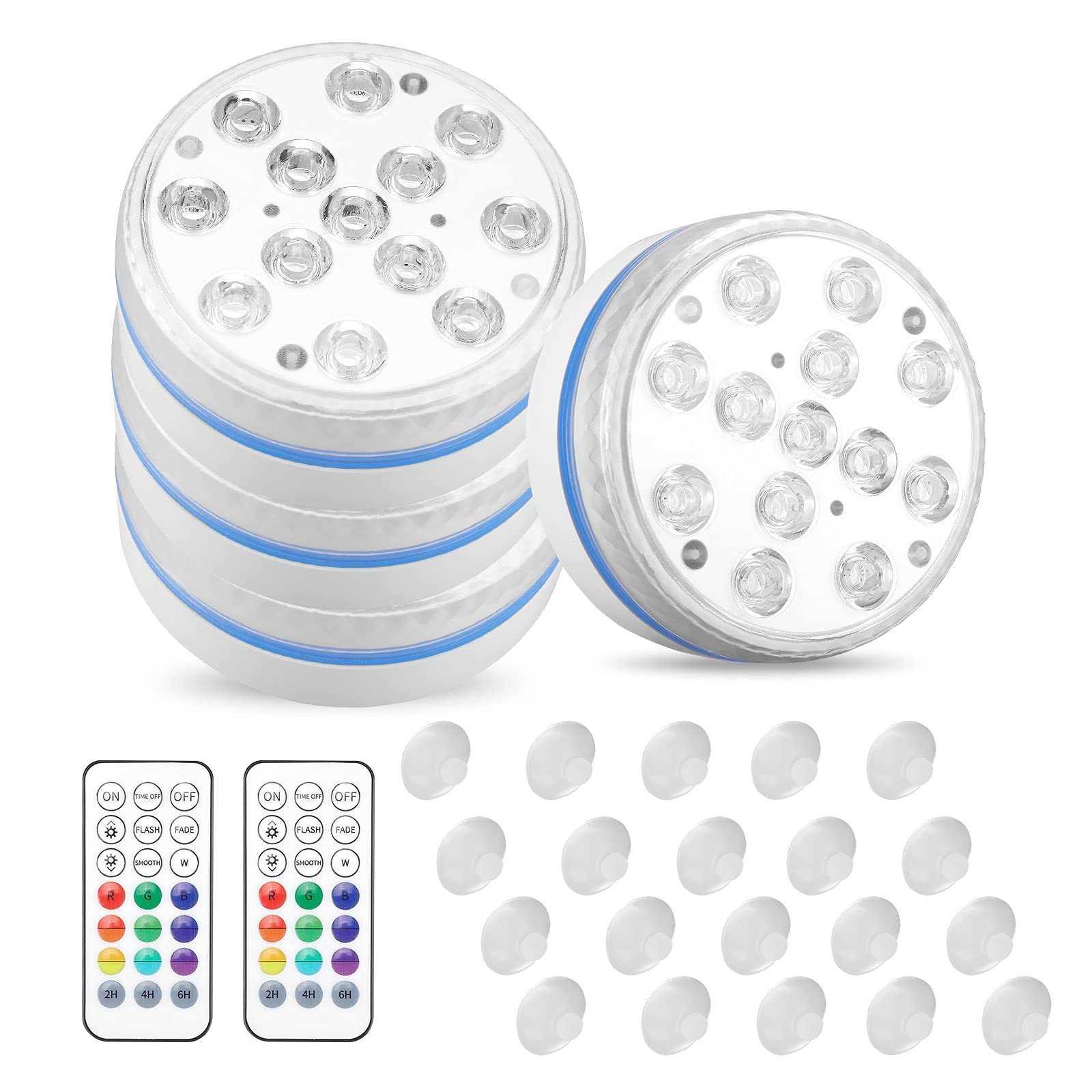 Underwater Submersible LED Lights for Bath tub Waterproof Battery Operated Remote Control Wireless LED Lights for Hot Tub,Pond,