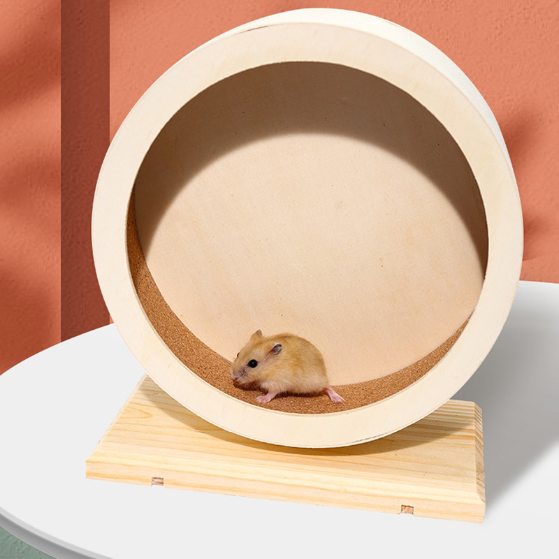 Wooden Exercise Wheel Handmade Wood Toys Climbing House Running Spinning Toy for Hamster Mice Gerbil Small Animals Running Wheel