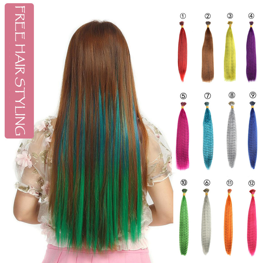 2022 Fashion colorful Women Long Artificial fiber Hair 35pcs Synthetic Woman Wig Pieces extension hair set