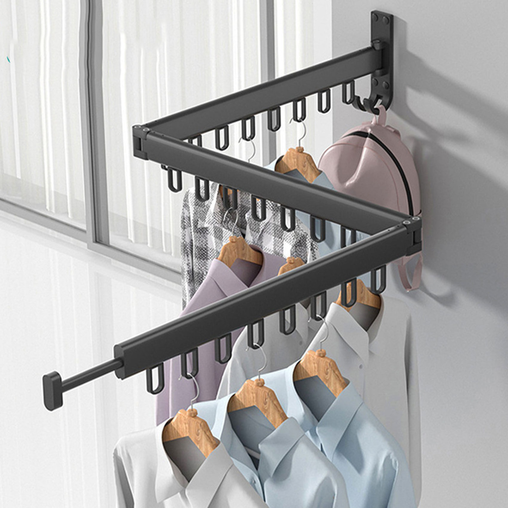 360 degree rotating laundry drying shelf towel Clothes Drying Rack Wall-mounted Clothes hanger rack Folding clothes hanger