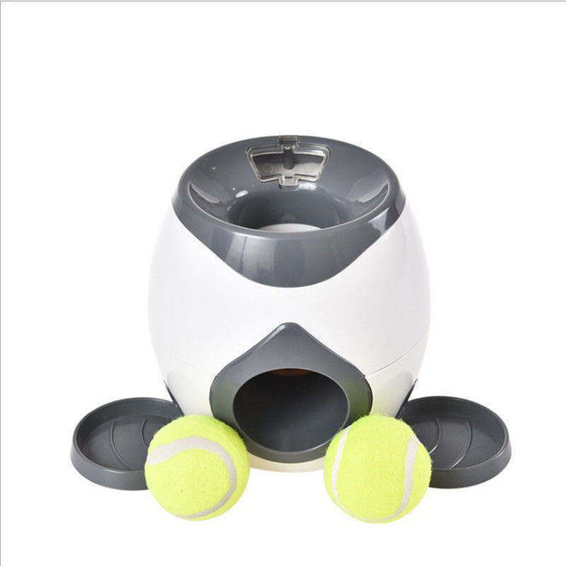 2024 Hot Sale Yiwu Agent eat and play interactive automatic dog tennis ball launcher for dogs 2 in 1 pet ball launcher