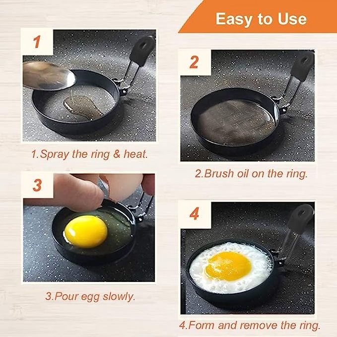 Nonstick Egg Rings Round Crumpet Ring Mold Shaper for English Muffins Pancake Cooking Griddle Breakfast Sandwich Burger