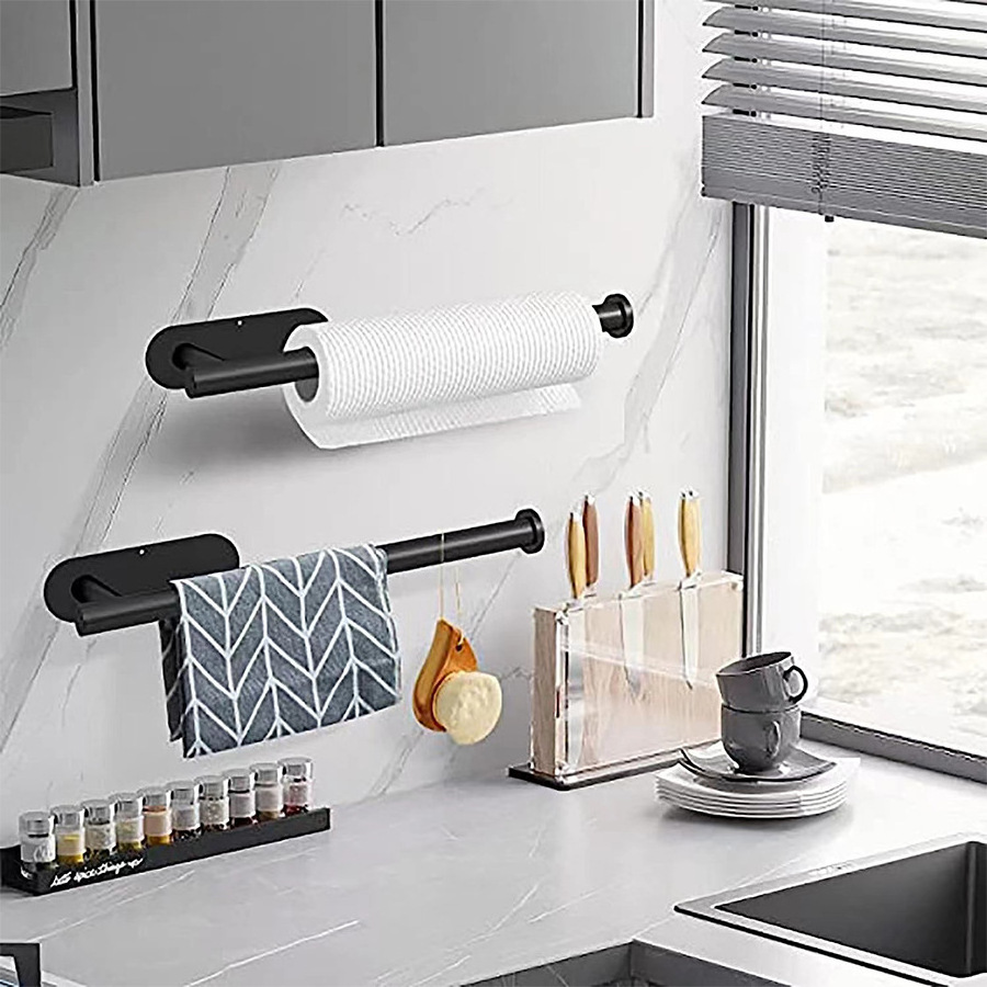 Paper Towel Holders Black Under Cabinet Wall Mount Paper Towels Rack for Kitchen