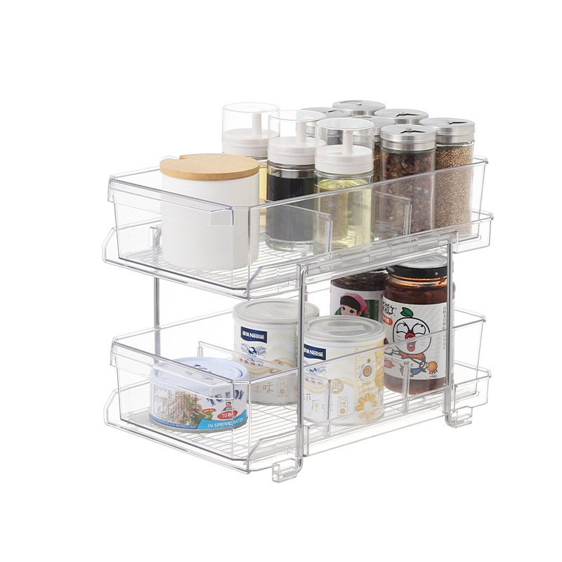 New design hotsales Double Bathroom Pantry Under Sink Organizers And Storage Pull Out Cosmetics Cabinet Organizer