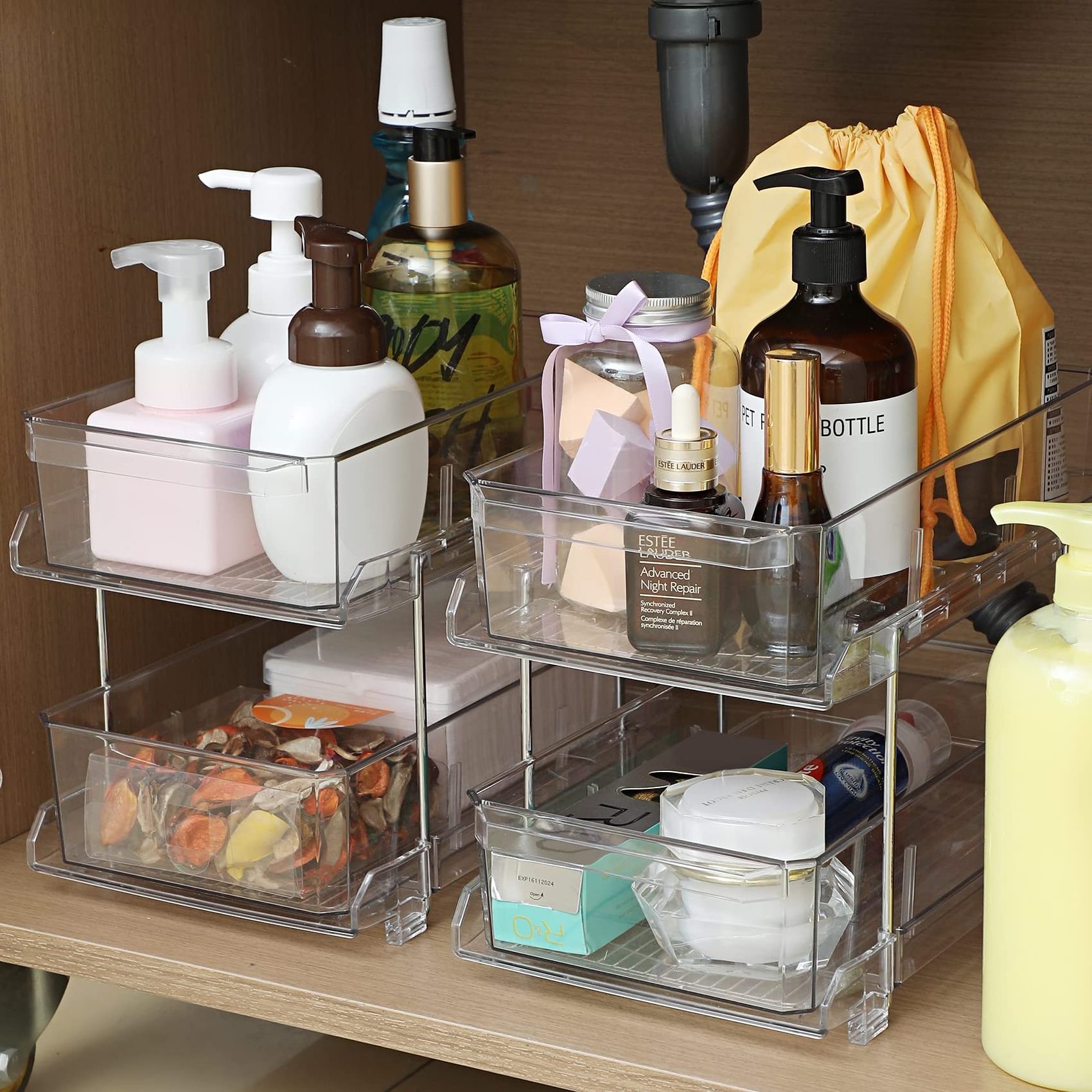 New design hotsales Double Bathroom Pantry Under Sink Organizers And Storage Pull Out Cosmetics Cabinet Organizer