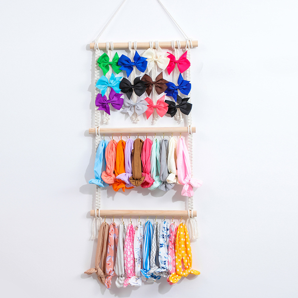 Cotton rope hand-woven hairband headband hair accessories hairpin storage rack home wall tapestry hanging decoration