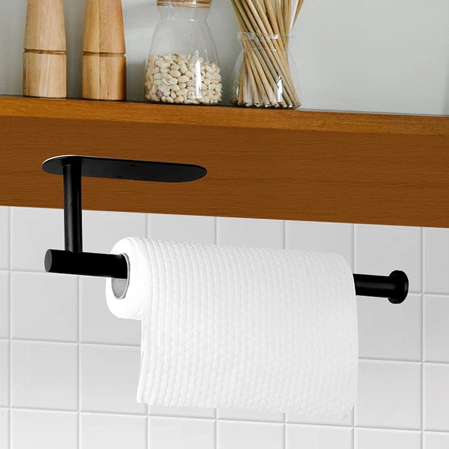 Paper Towel Holders Black Under Cabinet Wall Mount Paper Towels Rack for Kitchen