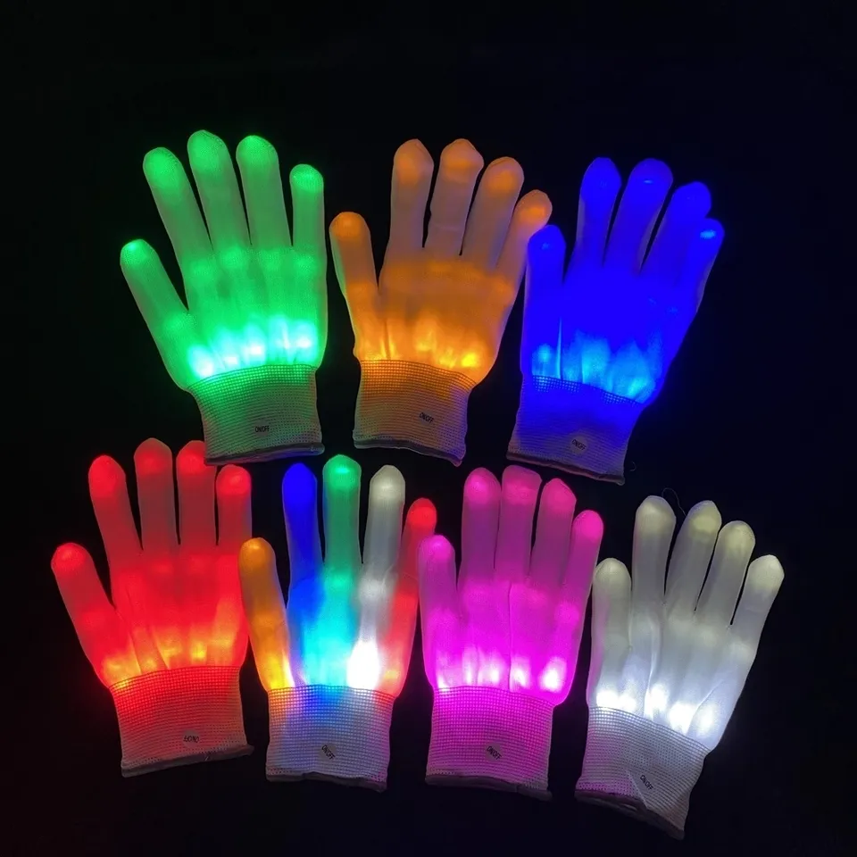 2024 Halloween Decoration Party Flashing Finger Lighting Glow Mittens LED Glow Gloves for Halloween Toys Kids