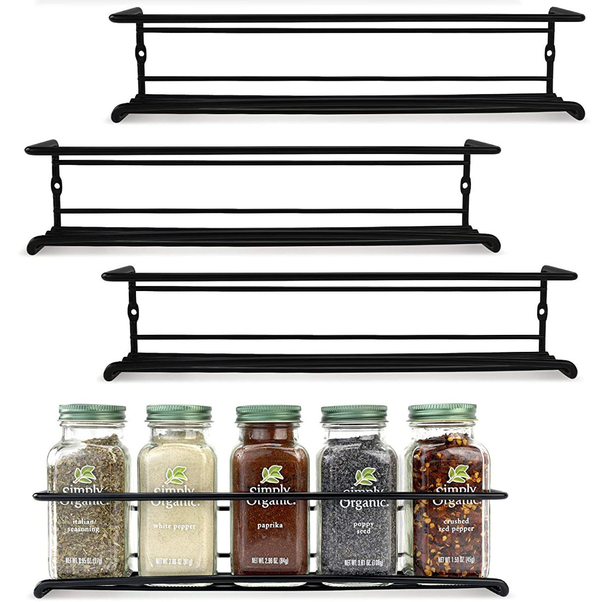 Metal Kitchen Wall Hanging Shelf Spice Jar Salt Bottle Storage Rack