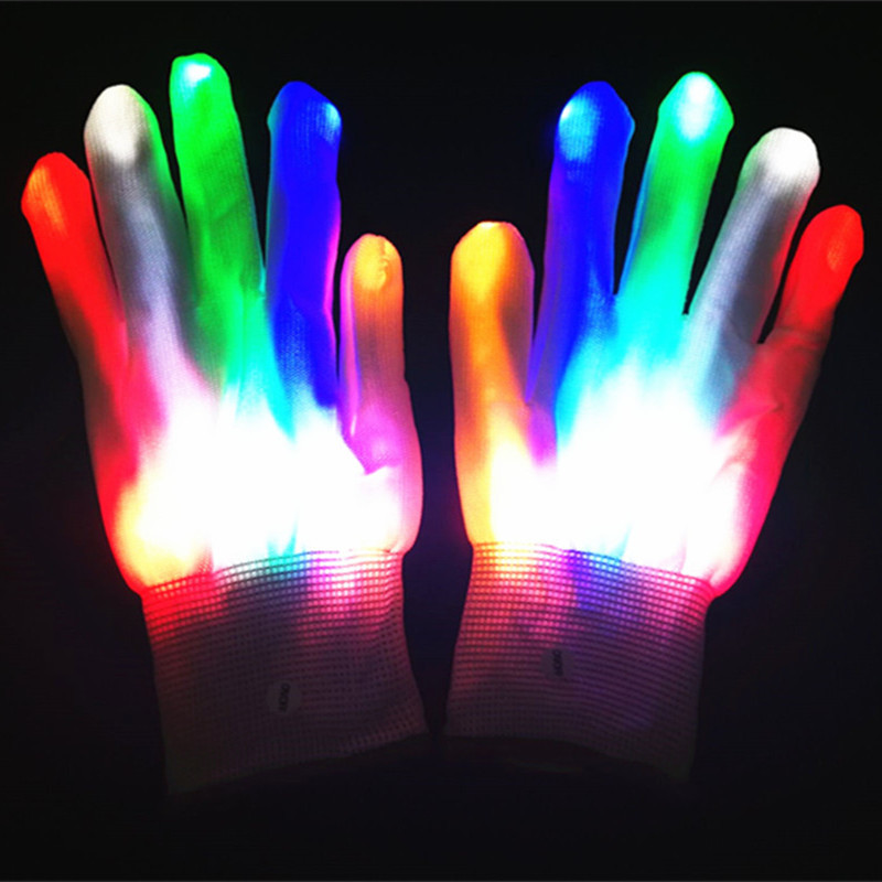 2024 Halloween Decoration Party Flashing Finger Lighting Glow Mittens LED Glow Gloves for Halloween Toys Kids