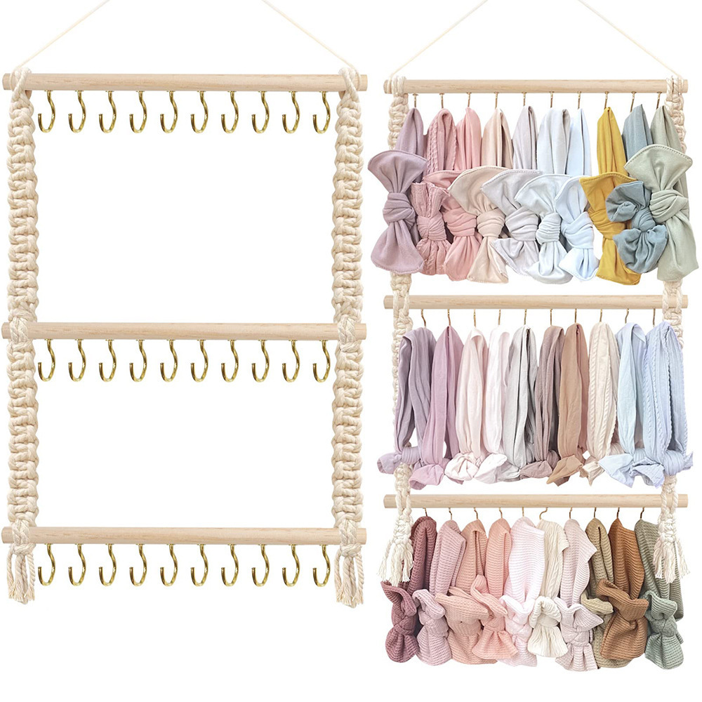 Cotton rope hand-woven hairband headband hair accessories hairpin storage rack home wall tapestry hanging decoration