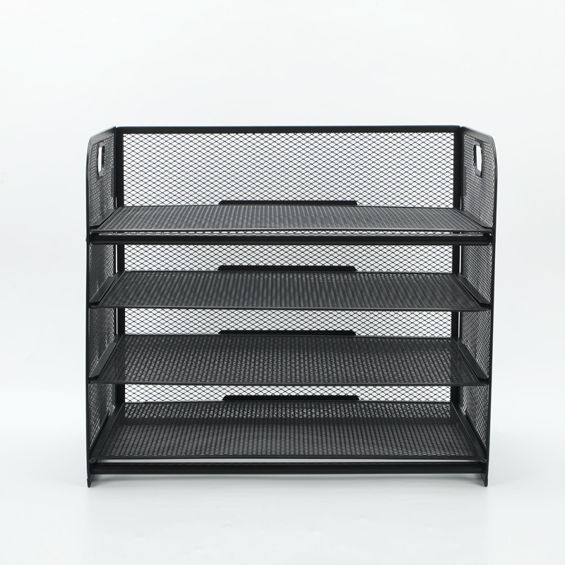 Black iron multi-layer  desktop document  stationery office  storage basket