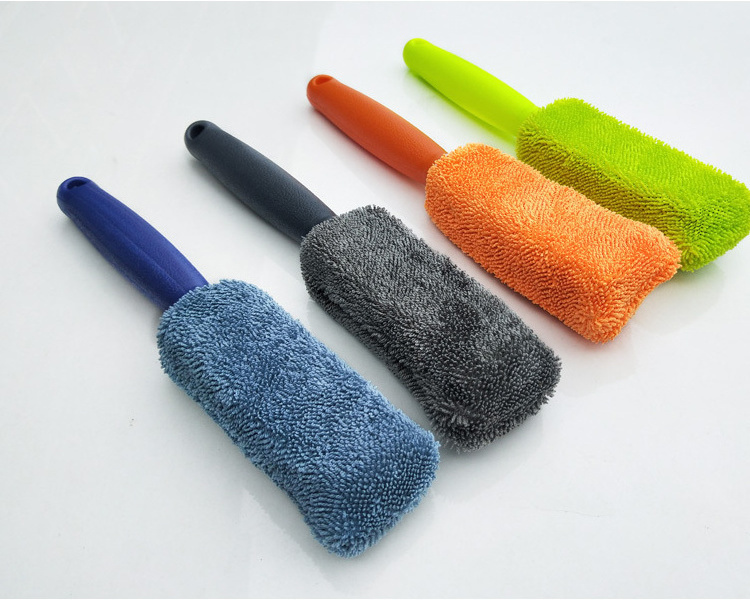 Custom Auto Detailing Brush with Handle Microfiber Soft Twisting Cloth Car Wheel Tyre Tire Cleaning Washing Brush