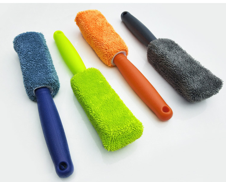 Custom Auto Detailing Brush with Handle Microfiber Soft Twisting Cloth Car Wheel Tyre Tire Cleaning Washing Brush