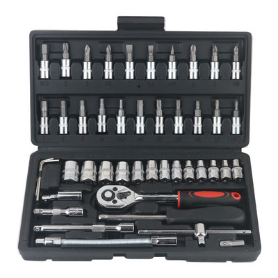 Multifunctional 46PCS Car Socket Wrench Hand Tool Set Wrench Kit Socket Spanner Set Auto Repair Tool Box