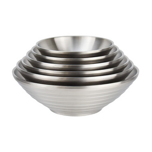 Unbreakable Dishwasher safe 18/8 Stainless Steel Ramen pho Bowls Set Noodle Salad Soup Bowls