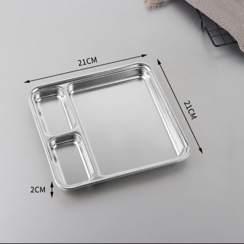 Wholesale Hotel Restaurant Canteen 3/4/5/6/7 Compartment Stainless Steel Dinner Tray Divided Food Serving Plates