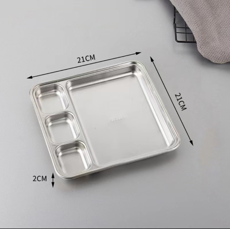 Wholesale Hotel Restaurant Canteen 3/4/5/6/7 Compartment Stainless Steel Dinner Tray Divided Food Serving Plates